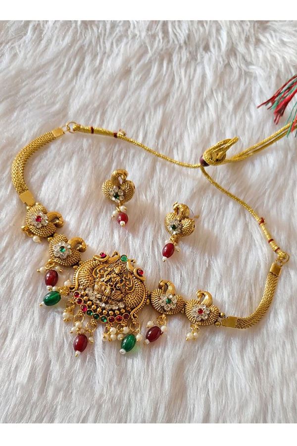 Picture of  Beautiful Golden Designer Necklace Set for Wedding, Reception, and Festivals