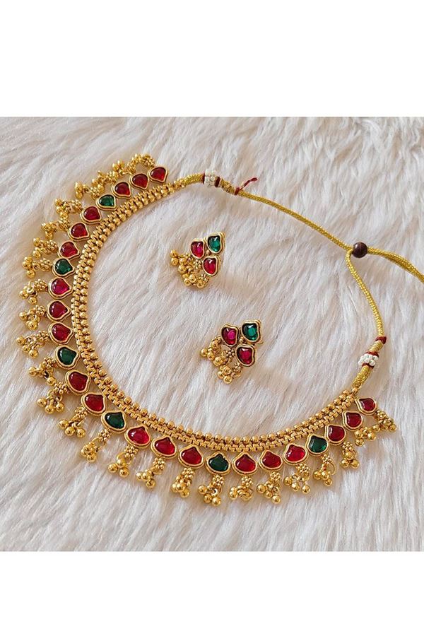 Picture of  Heavenly Golden Designer Necklace Set for Wedding, Reception, and Festivals