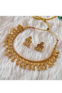 Picture of  Astounding Golden Designer Necklace Set for Wedding, Reception, and Festivals
