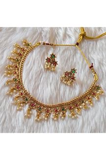 Picture of  Flawless Golden Designer Necklace Set for Wedding, Reception, and Festivals