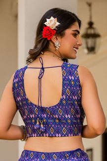 Picture of Exuberant Royal Blue Designer Indo-western Lehenga Choli for Party, Sangeet, and Reception