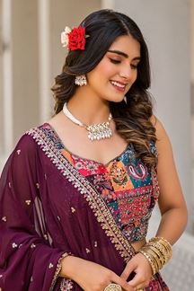 Picture of Dazzling Multi Designer Indo-western Lehenga Choli for Party and Sangeet
