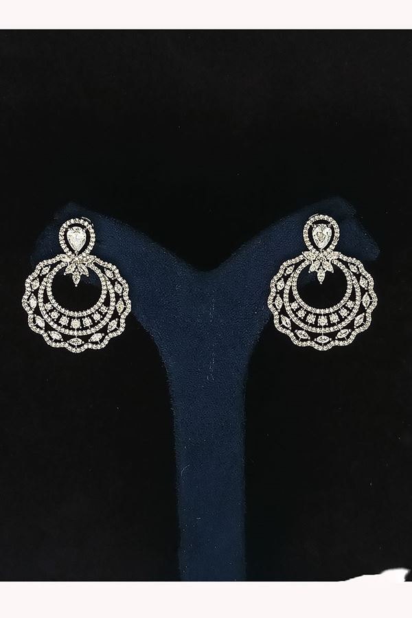 Picture of Delightful Silver Tone Designer Earring Set for Wedding, Reception, Party, Sangeet, and Festivals