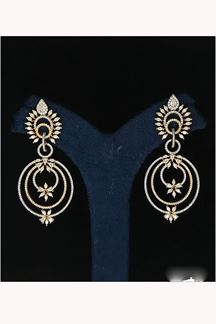 Picture of Aesthetic Gold Tone Designer Earring Set for Wedding, Reception, Party, Sangeet, and Festivals
