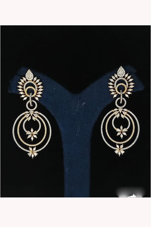 Picture of Aesthetic Gold Tone Designer Earring Set for Wedding, Reception, Party, Sangeet, and Festivals