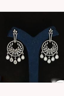 Picture of Enticing Silver Tone Designer Earring Set for Wedding, Reception, Party, Sangeet, and Festivals