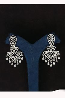 Picture of Stunning Silver Tone Designer Earring Set for Wedding, Reception, Party, Sangeet, and Festivals
