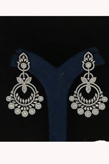 Picture of Exuberant Silver Tone Designer Earring Set for Wedding, Reception, Party, Sangeet, and Festivals