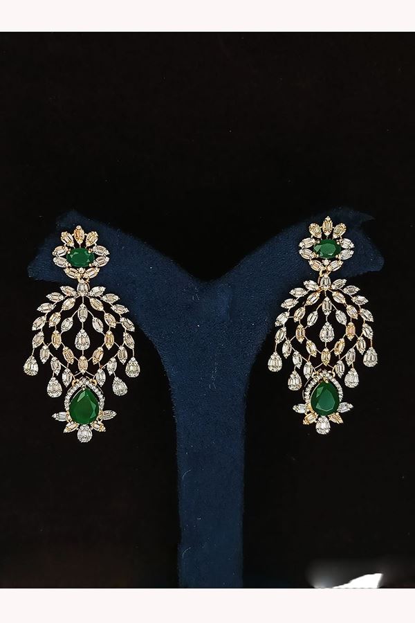 Picture of Appealing Gold Tone Designer Earring Set for Wedding, Reception, Party, Sangeet, and Festivals