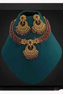 Picture of  Artistic Pink Designer Necklace Set for Wedding, Reception, and Festivals
