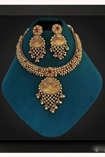 Picture of  Attractive Golden Designer Necklace Set for Wedding, Reception, and Festivals