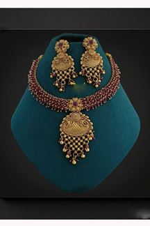 Picture of  Impressive Pink Designer Necklace Set for Wedding, Reception, and Festivals