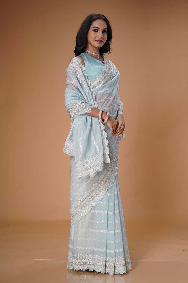 Picture of Outstanding Organza Designer Saree for Party, Engagement, and Reception