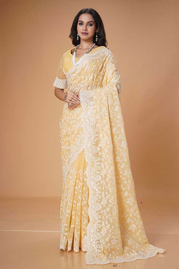 Picture of Bollywood Organza Designer Saree for Party and Haldi