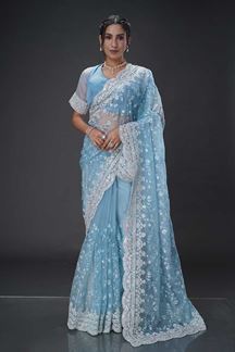 Picture of Breathtaking Organza Designer Saree for Engagement, Reception, and Party