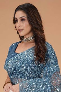 Picture of Captivating Net Designer Saree for Engagement, Reception, Sangeet, and Party
