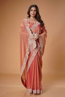 Picture of Charismatic Satin Designer Saree for Engagement, Reception, Sangeet, and Party