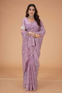 Picture of Spectacular Georgette Designer Saree for Engagement, Reception, Sangeet, and Party