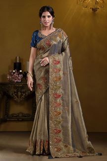 Picture of Enticing Pure Georgette with Zari Organza Silk Designer Saree for Wedding, Engagement, and Reception