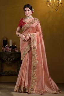 Picture of Delightful Pure Twill Tissue Designer Saree for Wedding, Engagement, and Reception