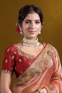 Picture of Delightful Pure Twill Tissue Designer Saree for Wedding, Engagement, and Reception