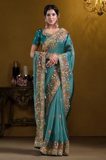 Picture of Exuberant Pure Twill Tissue Designer Saree for Wedding, Engagement, and Reception