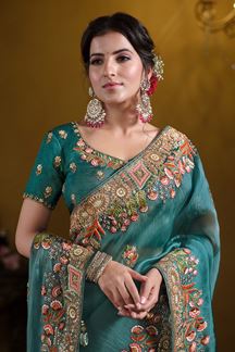Picture of Exuberant Pure Twill Tissue Designer Saree for Wedding, Engagement, and Reception