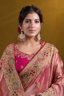 Picture of Marvelous Zari Organza Silk Designer Saree for Wedding, Engagement, and Reception