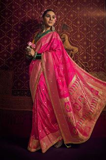 Picture of Aesthetic Pure Viscose Dola Silk Designer Saree for Wedding, Festivals, Sangeet, and Reception
