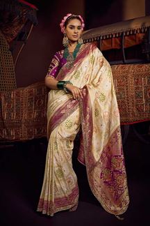 Picture of Enticing Pure Viscose Dola Silk Designer Saree for Wedding, Sangeet, and Reception