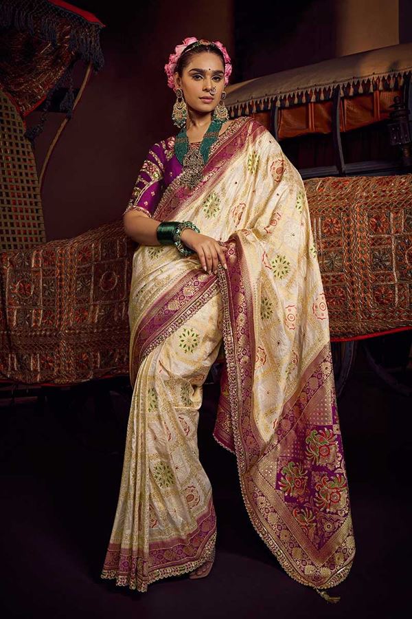 Picture of Enticing Pure Viscose Dola Silk Designer Saree for Wedding, Sangeet, and Reception