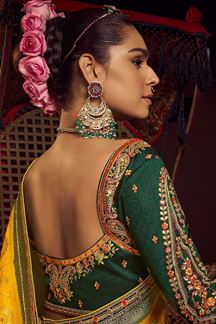 Picture of Delightful Pure Viscose Dola Silk Designer Saree for Haldi, Wedding, and Festivals