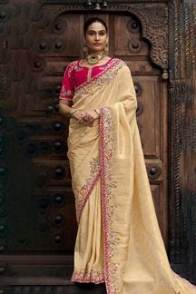 Picture of Flamboyant Viscose Tissue Designer Saree for Party, Festivals, Engagement, and Reception