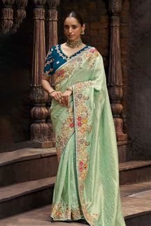Picture of Amazing Viscose Tissue Designer Saree for Party, Festivals, Engagement, and Reception