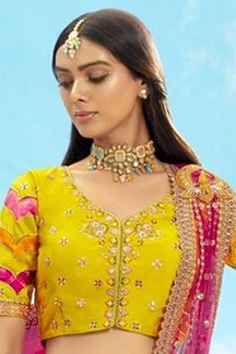Picture of Charismatic Yellow Designer Wedding Lehenga Choli for Haldi, Sangeet, and Reception
