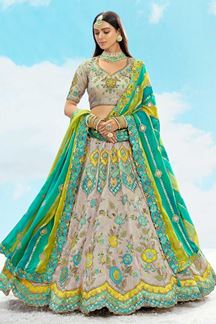Picture of Spectacular Grey Designer Wedding Lehenga Choli for Engagement, Sangeet, Party, and Reception