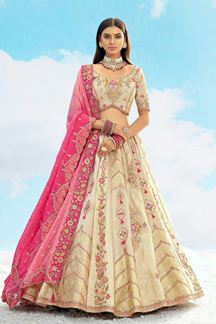 Picture of Creative Cream Designer Wedding Lehenga Choli for Engagement, Wedding, Sangeet, Party, and Reception