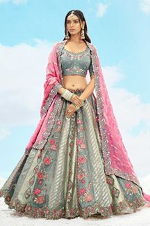 Picture of Flamboyant Grey Designer Wedding Lehenga Choli for Sangeet, Party, and Reception