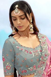 Picture of Flamboyant Grey Designer Wedding Lehenga Choli for Sangeet, Party, and Reception