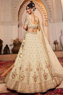 Picture of Alluring Cream Designer Bridal Lehenga Choli for Engagement, Sangeet, Wedding, and Reception