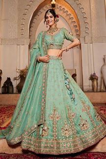Picture of Glamorous Lime Green Designer Bridal Lehenga Choli for Engagement, Sangeet, Mehendi, Wedding, and Reception