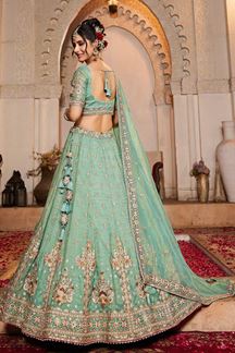 Picture of Glamorous Lime Green Designer Bridal Lehenga Choli for Engagement, Sangeet, Mehendi, Wedding, and Reception