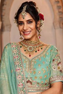 Picture of Glamorous Lime Green Designer Bridal Lehenga Choli for Engagement, Sangeet, Mehendi, Wedding, and Reception