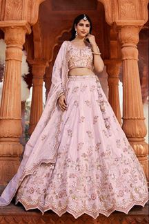 Picture of Breathtaking Baby Pink Designer Wedding Lehenga Choli for Engagement and Reception