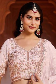 Picture of Breathtaking Baby Pink Designer Wedding Lehenga Choli for Engagement and Reception