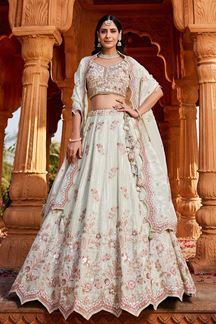 Picture of Ethnic Lime Green Designer Wedding Lehenga Choli for Engagement and Reception