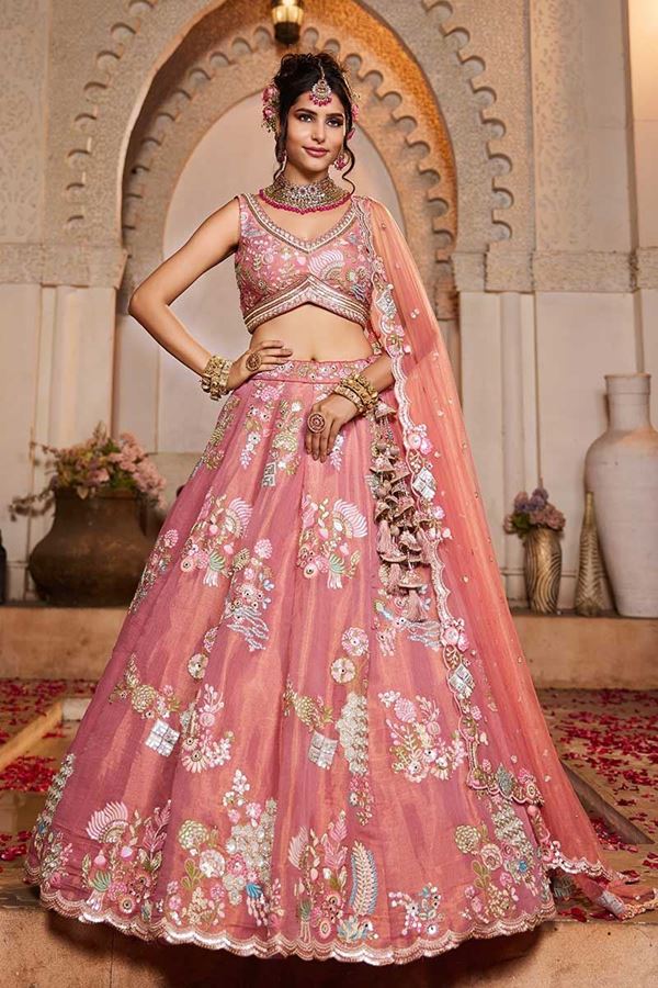 Picture of Impressive Pink Designer Indo-Western Lehenga Choli for Engagement, Sangeet, and Reception