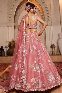 Picture of Impressive Pink Designer Indo-Western Lehenga Choli for Engagement, Sangeet, and Reception