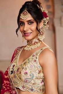 Picture of Gorgeous Cream Designer Indo-Western Lehenga Choli for Engagement, Sangeet, and Reception