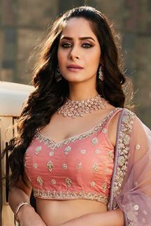 Picture of Marvelous Multi and Pink Designer Indo-Western Lehenga Choli for Engagement, Sangeet, Party, and Reception